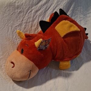 Flip A Zoo New 2-in-1 Plush Stuffed Animal Red Dragon to a White Panda